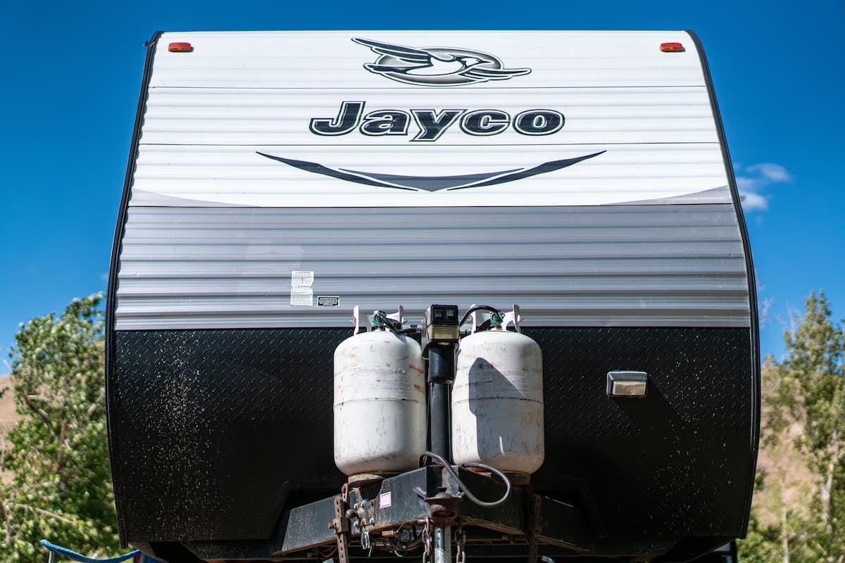 The front of Renee Tilby's Jayco Jay Flight Travel Trailer.