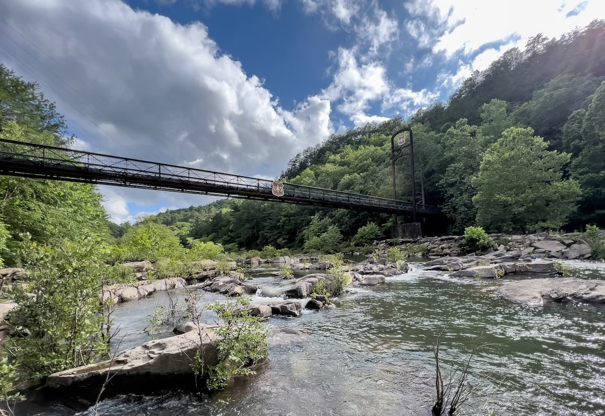 The UAS bridge over the Ocoee River from Jess Lawson.