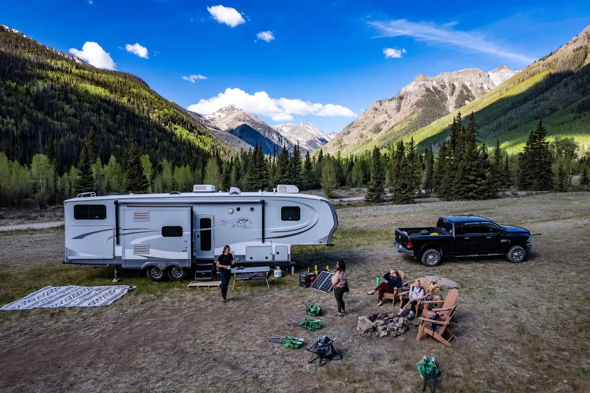 The Carews hanging out at their boondocking campsite.