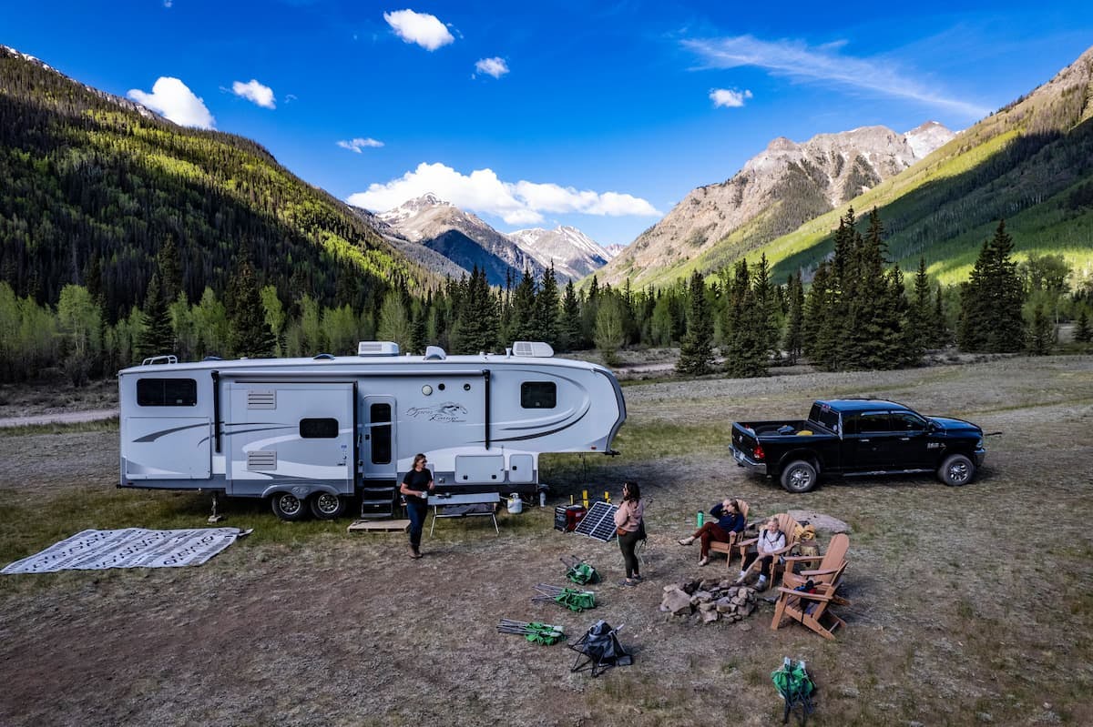 The Carews hanging out at their boondocking campsite.