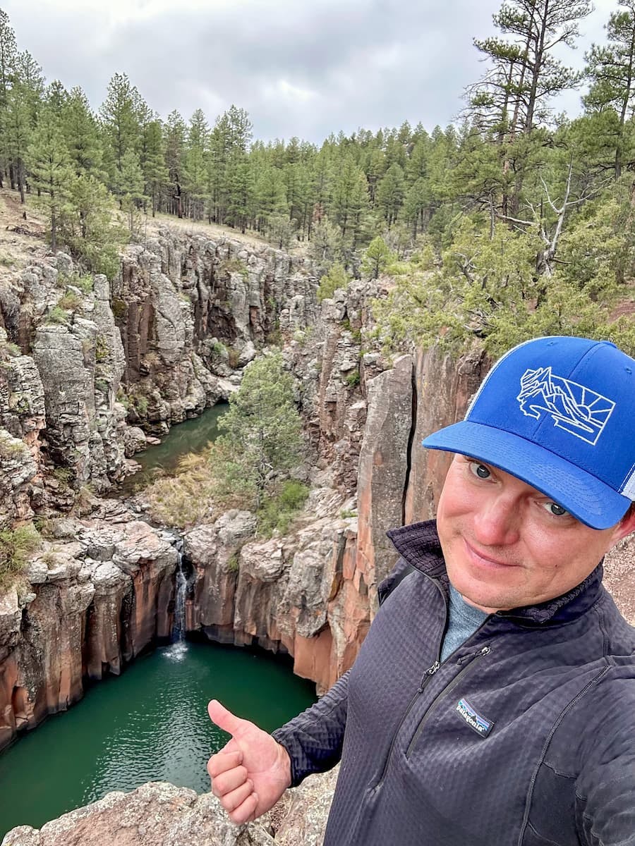 Jeff Poe at a waterfall in Kaibab National forest.