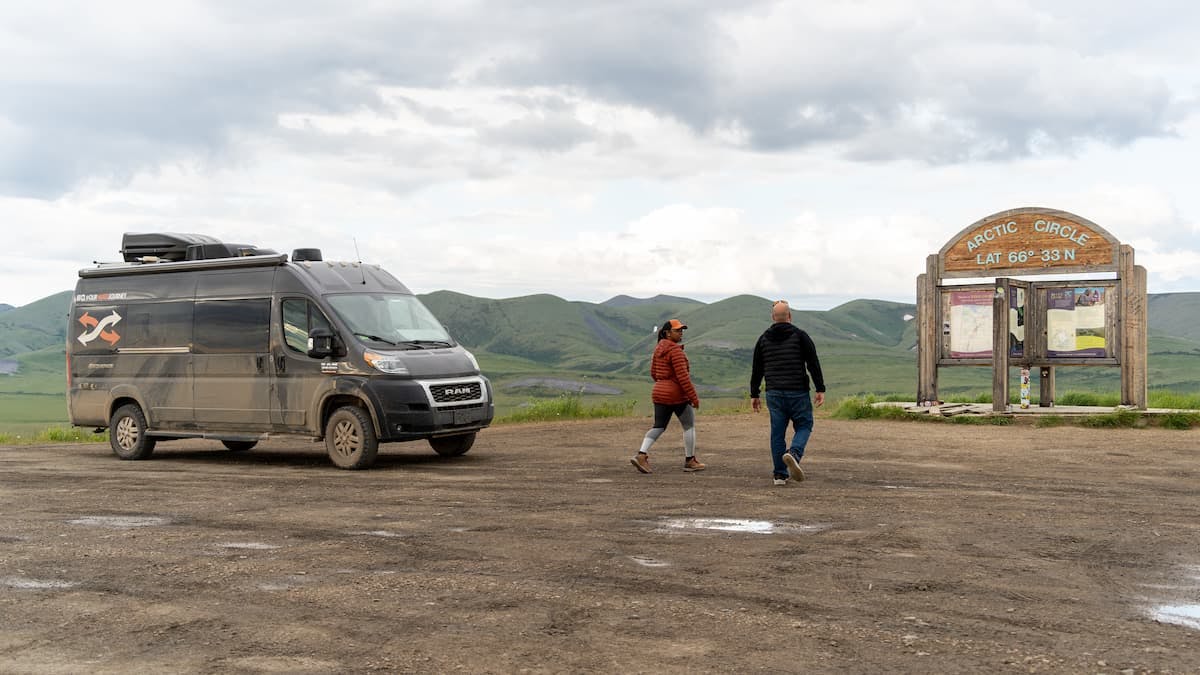 Gabe and Rocio Rivero with their 2021 Thor Motor Coach Sequence 20L in the Arctic Circle.