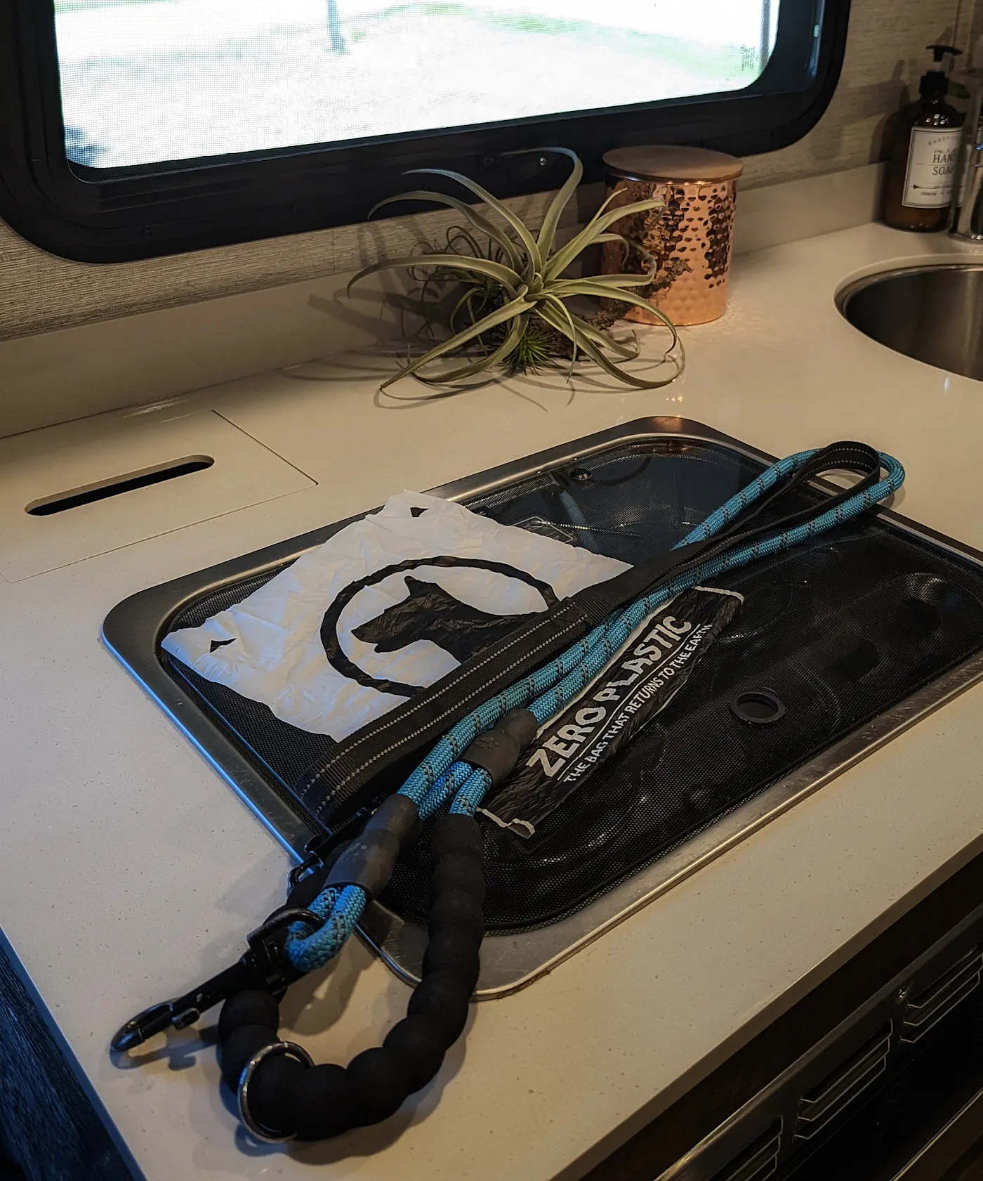 Dustin and Sarah Bauer's dog leash and zero plastic doggy bags
