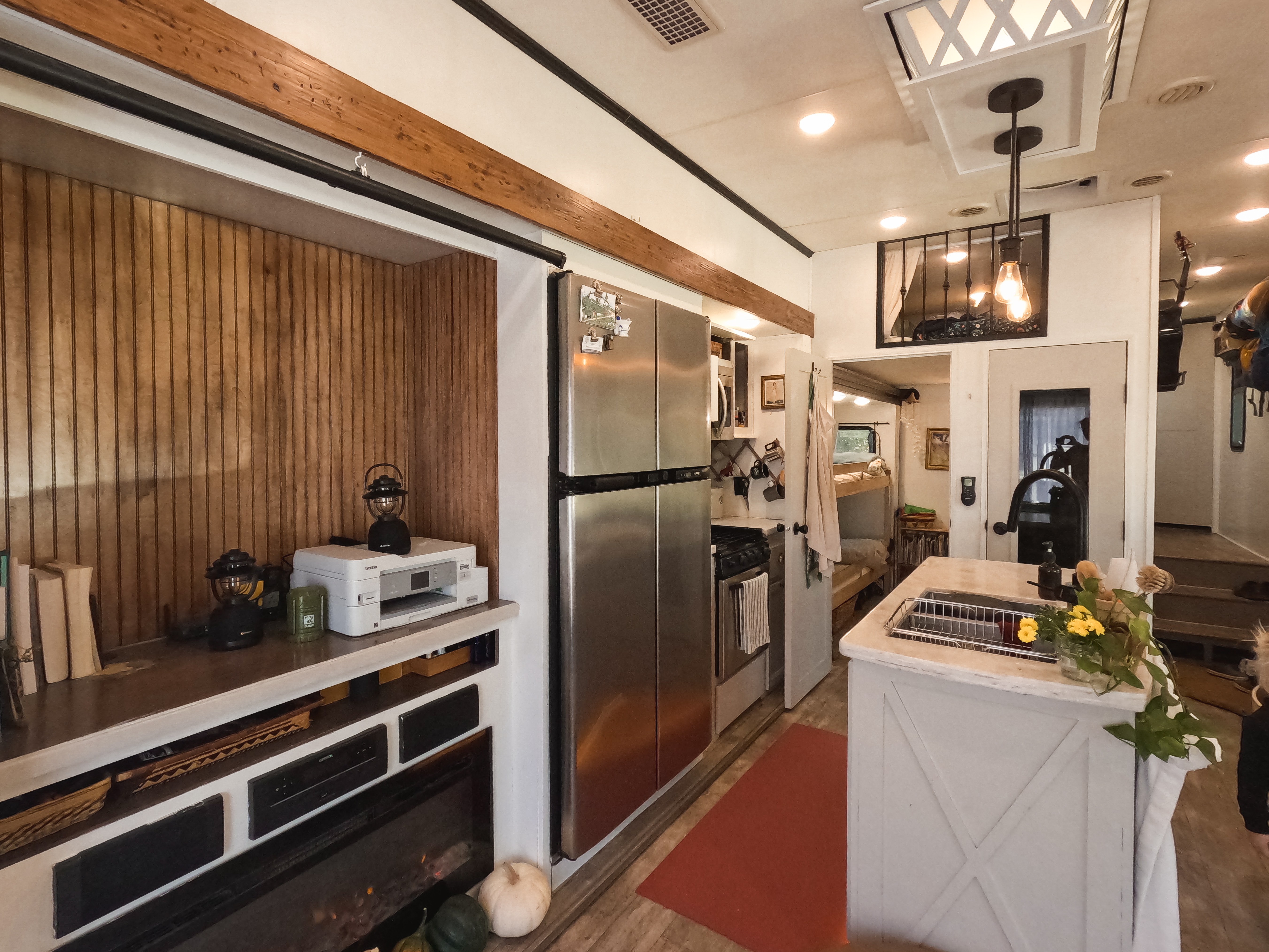 The kitchen inside JC and Barbel (Bibi) Barringer's 2018 KZ Durango Gold fifth-wheel