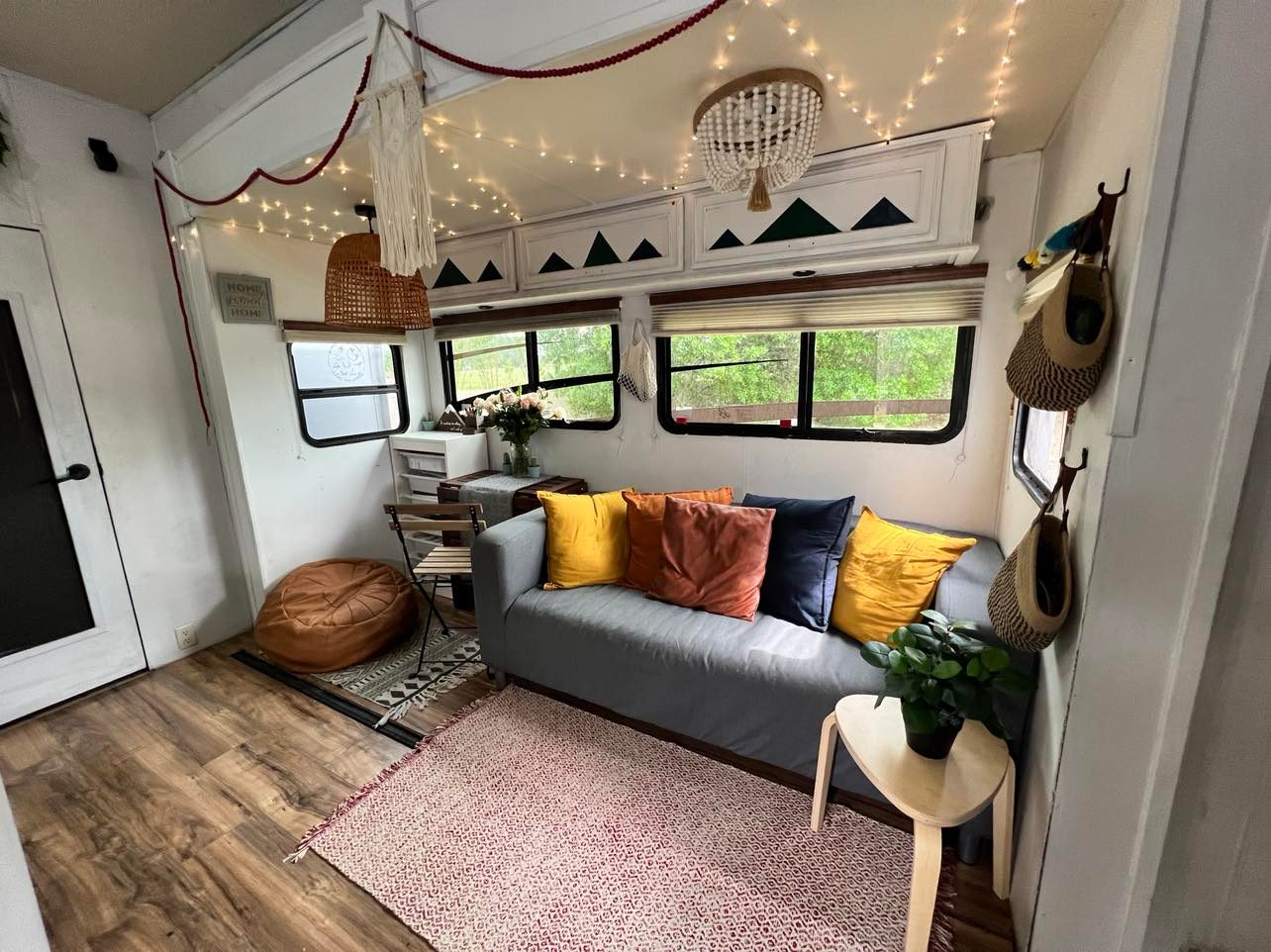 Josh and Cassie Bailey's living room in their RV