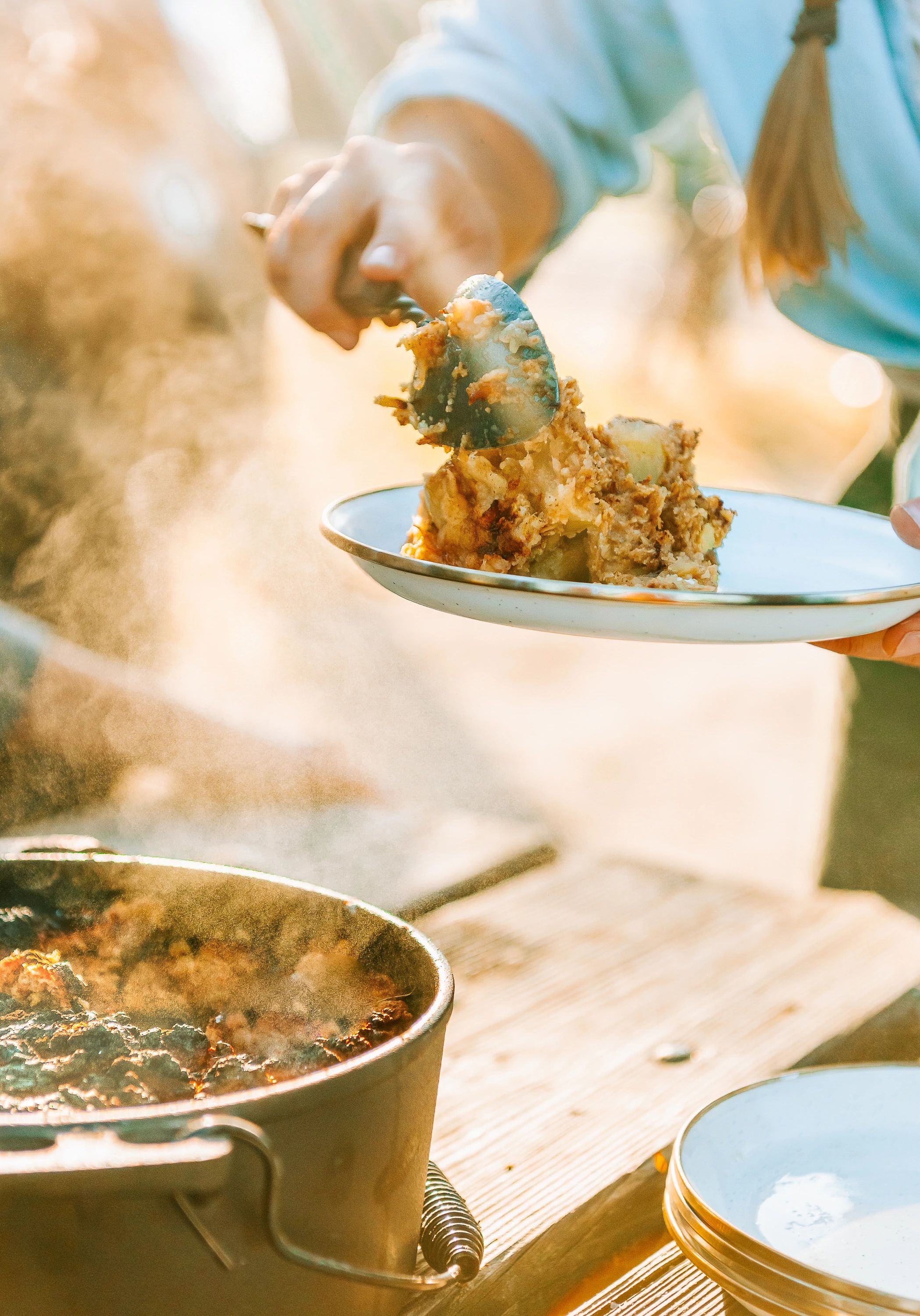 Girl Scout cookie crumble being dished on a plate