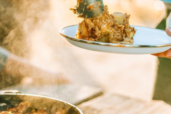 Girl Scout cookie crumble being dished on a plate