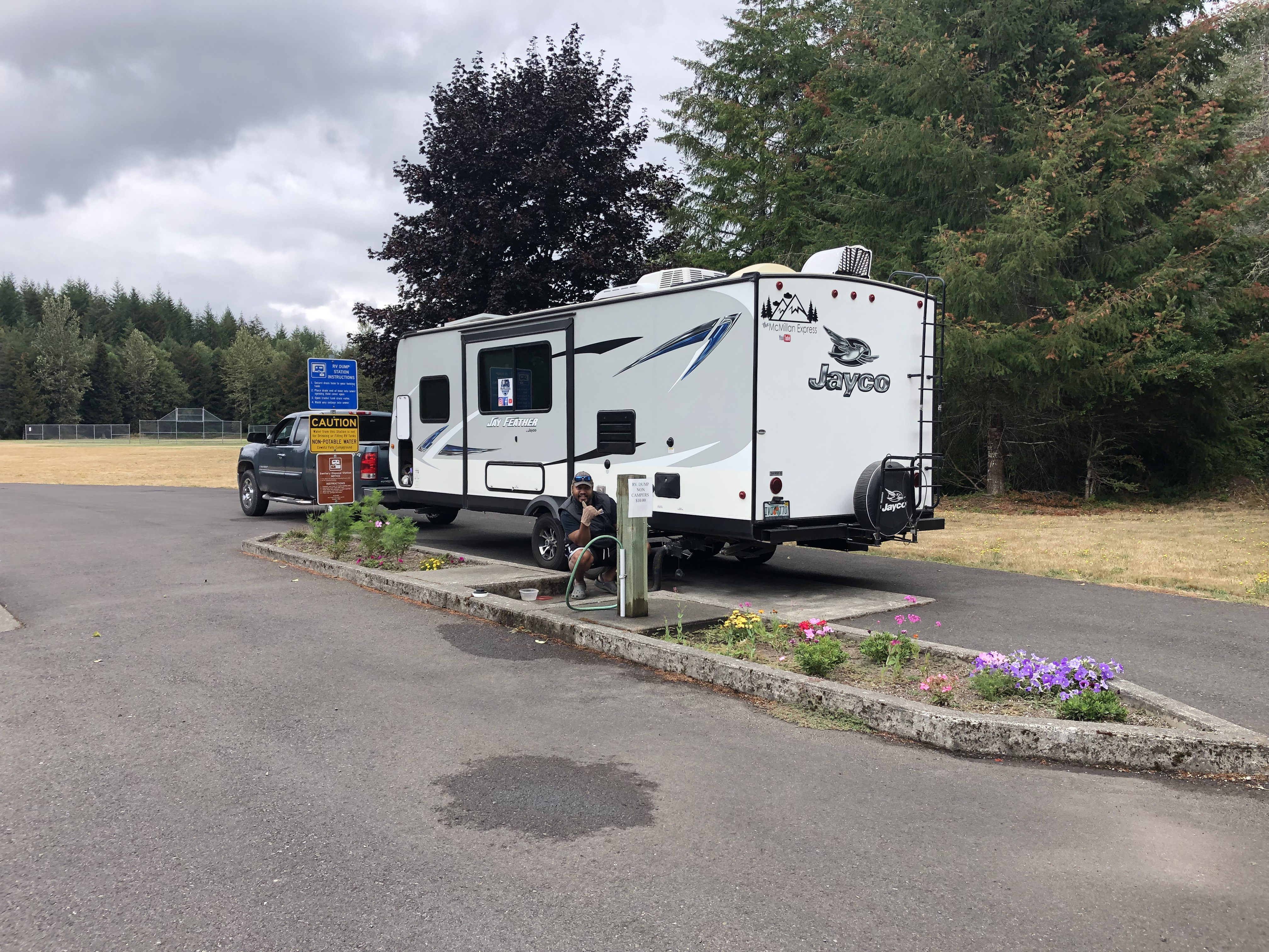 Ben and Christina Dumping and filling their tanks at a station