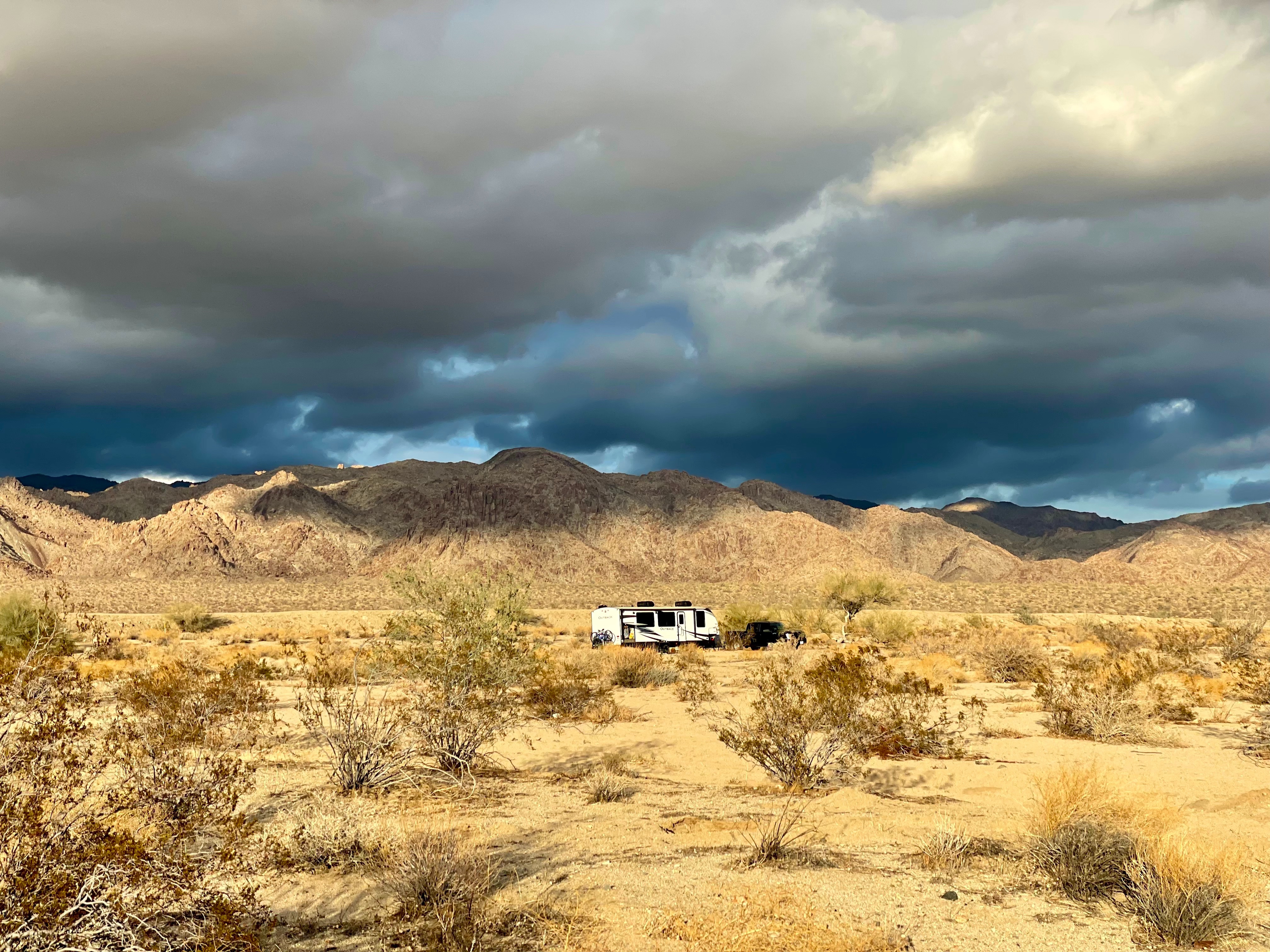 GIANCARLO DAMIANI AND ERIK LEAZURE's cougar RV boondocking near Joshua Tree National Park
