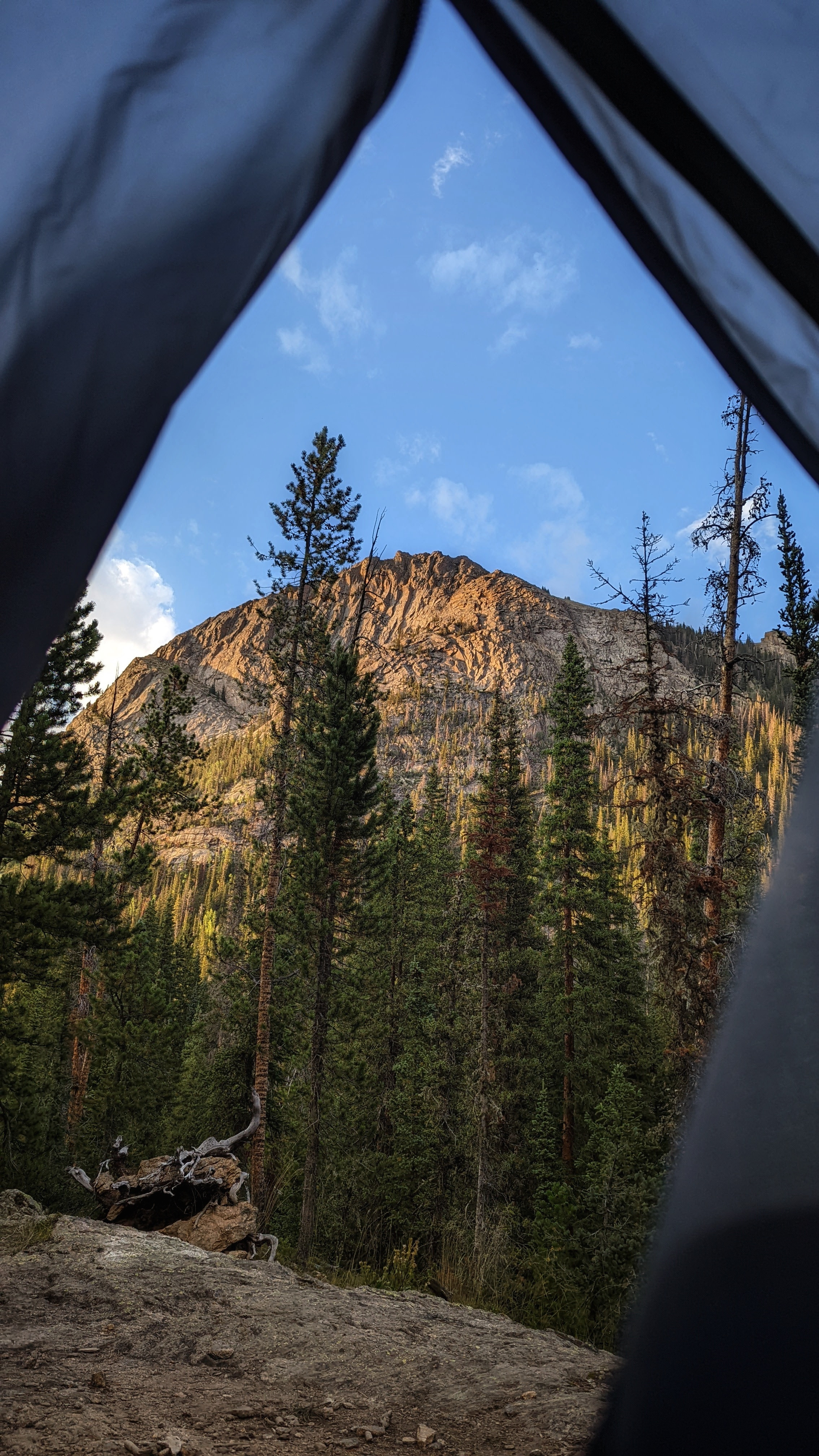 The view out of Dustin and Sarah Bauer's tent