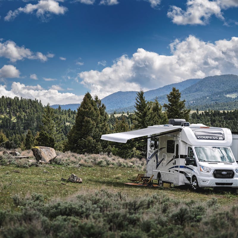 Thor Motor Coach Compass boondocking in the mountains