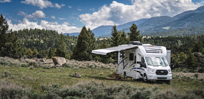 Thor Motor Coach Compass boondocking in the mountains