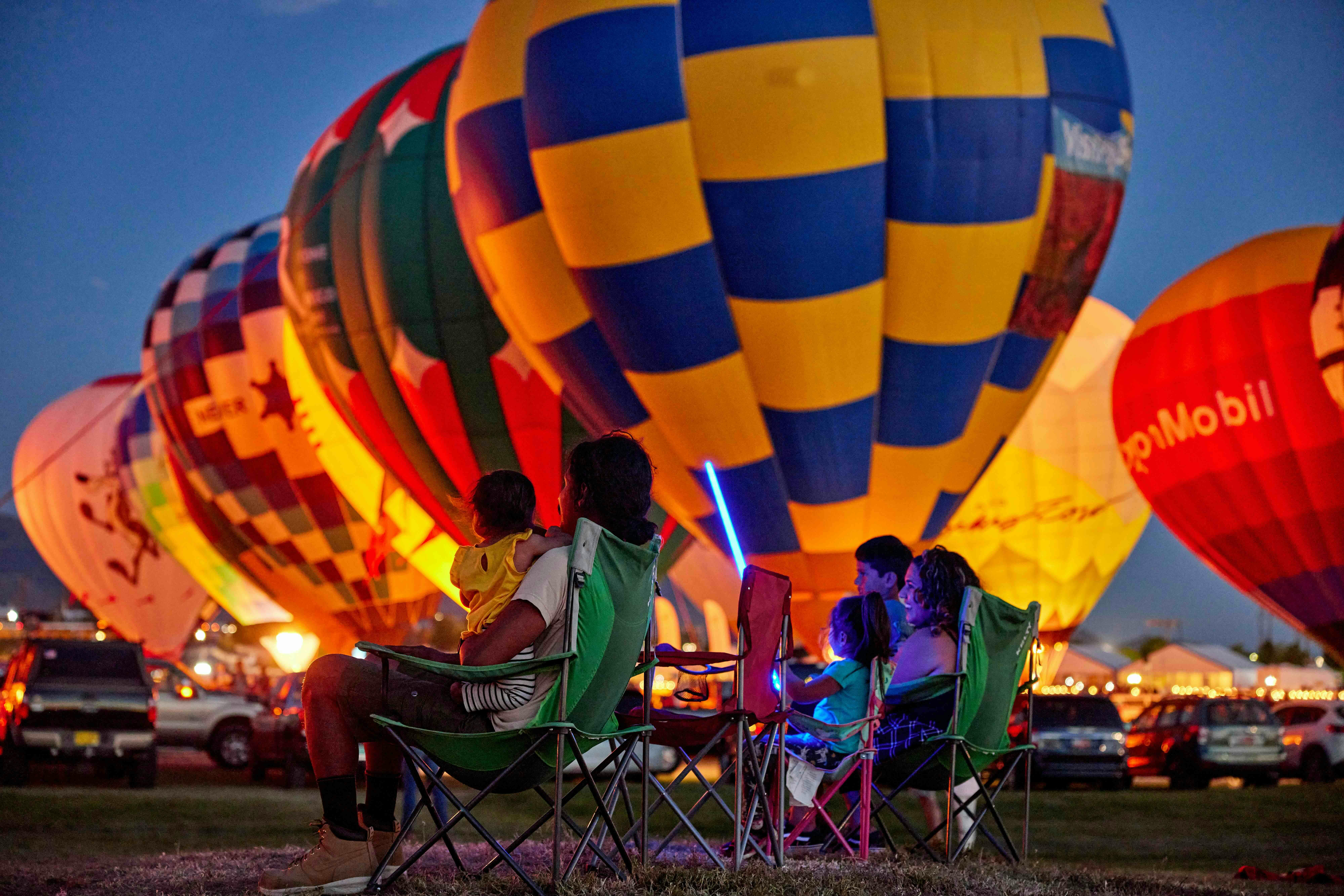 The Brian and Surna Burton family watching the Albuquerque Hot Air Balloon Fiesta.