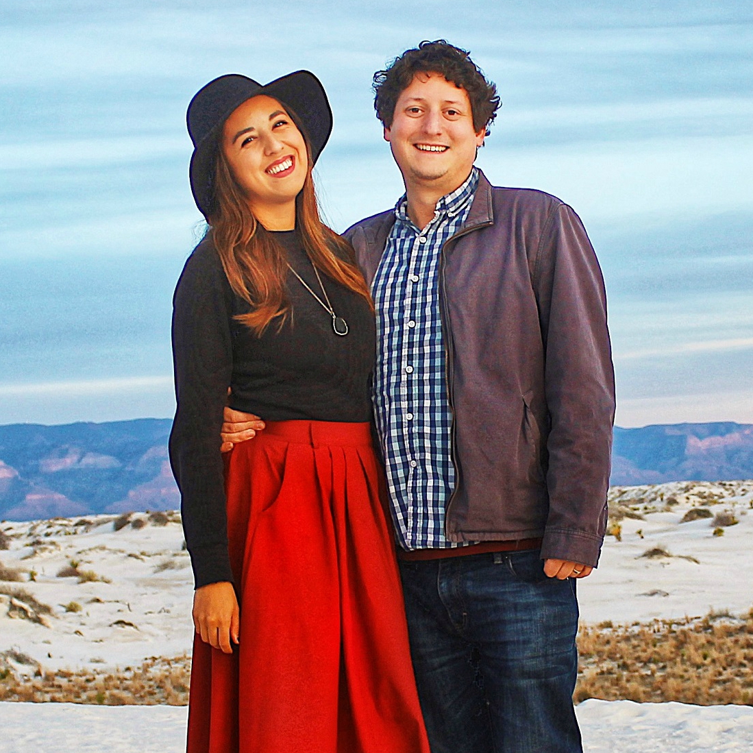 Jesse and Rachel Lyons posed for a picture in the desert. 