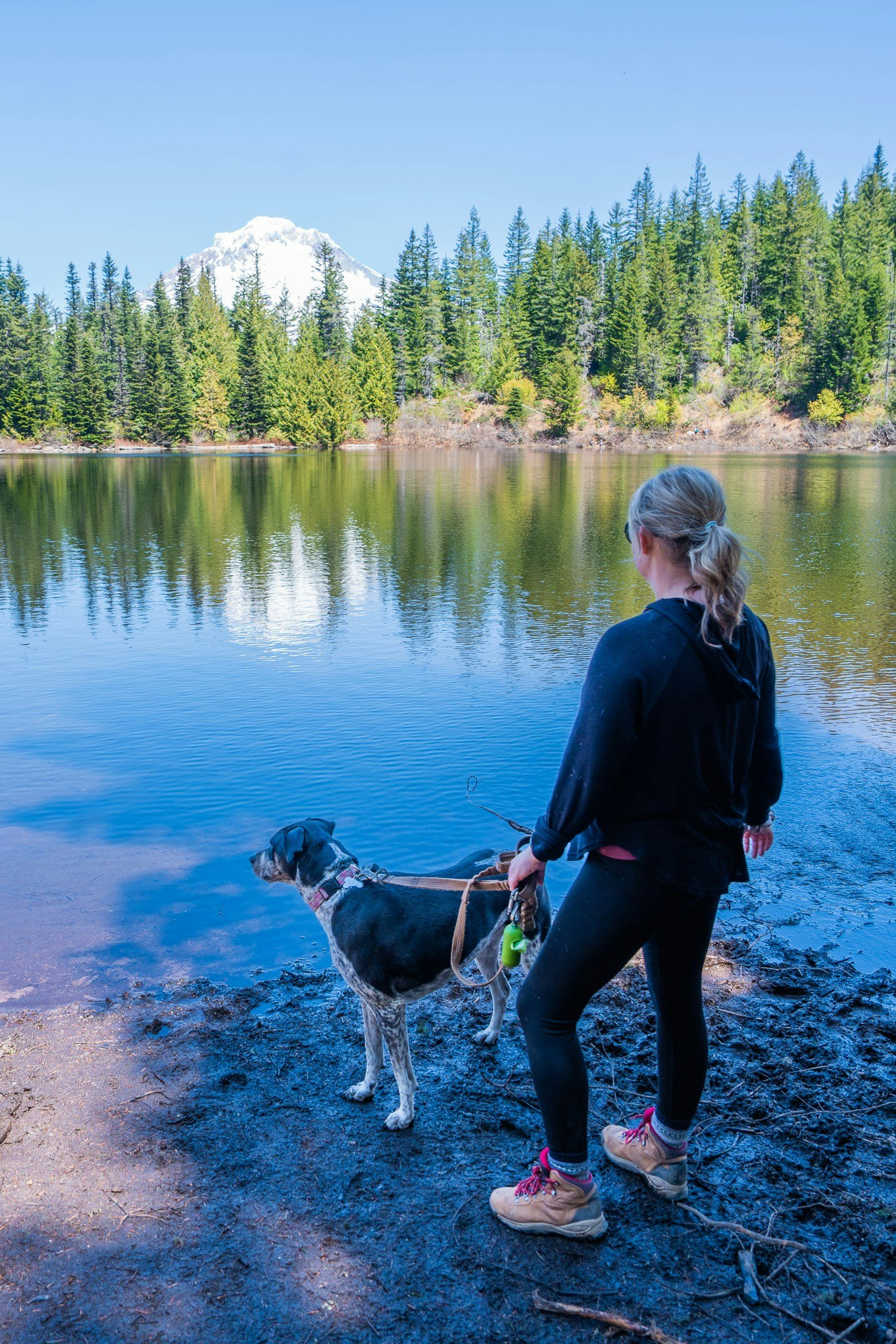Kristy walking her dog at mirror lake