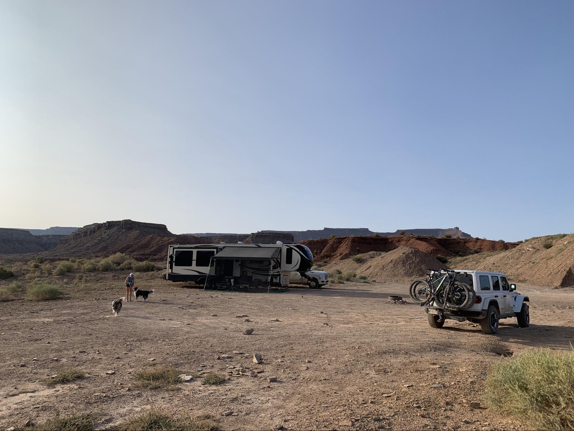 An RV boondocking outside Zion National Park.