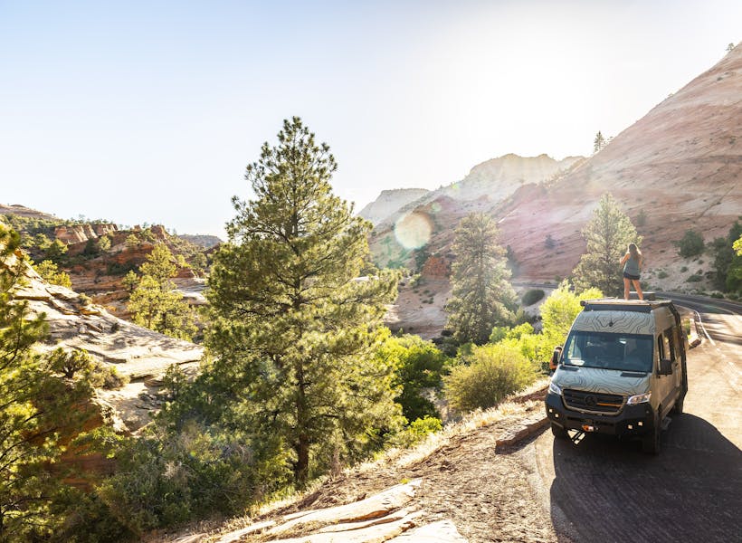 Mike's Class B Campervan parked on a scenic overlook